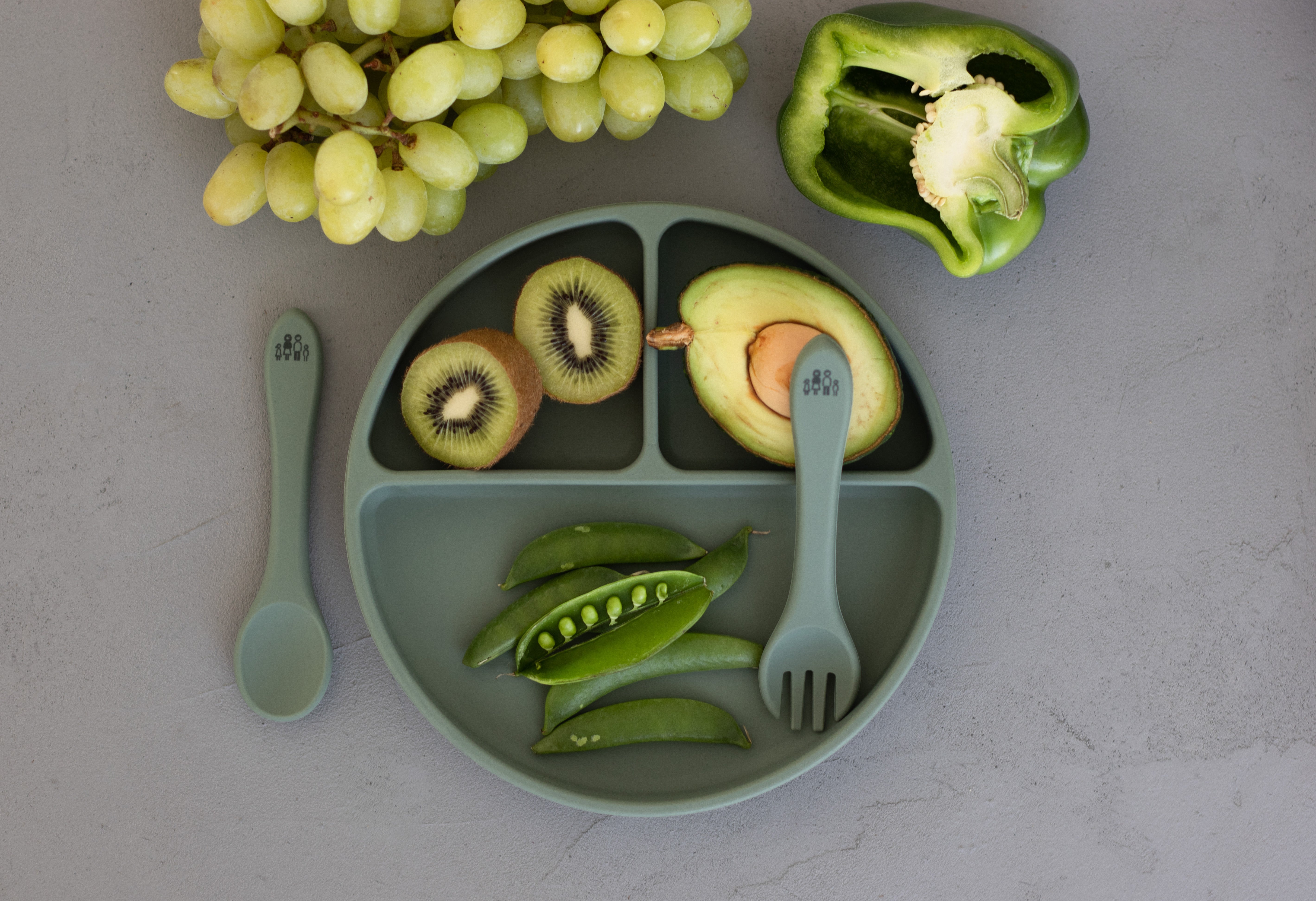 Assiette à compartiments à succion en silicone