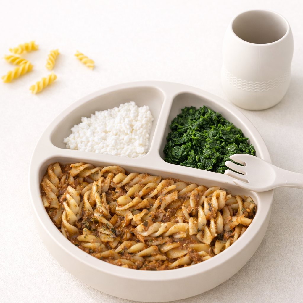 Rotini sauce à la viande, aux épinards et au fromage cottage (250g)