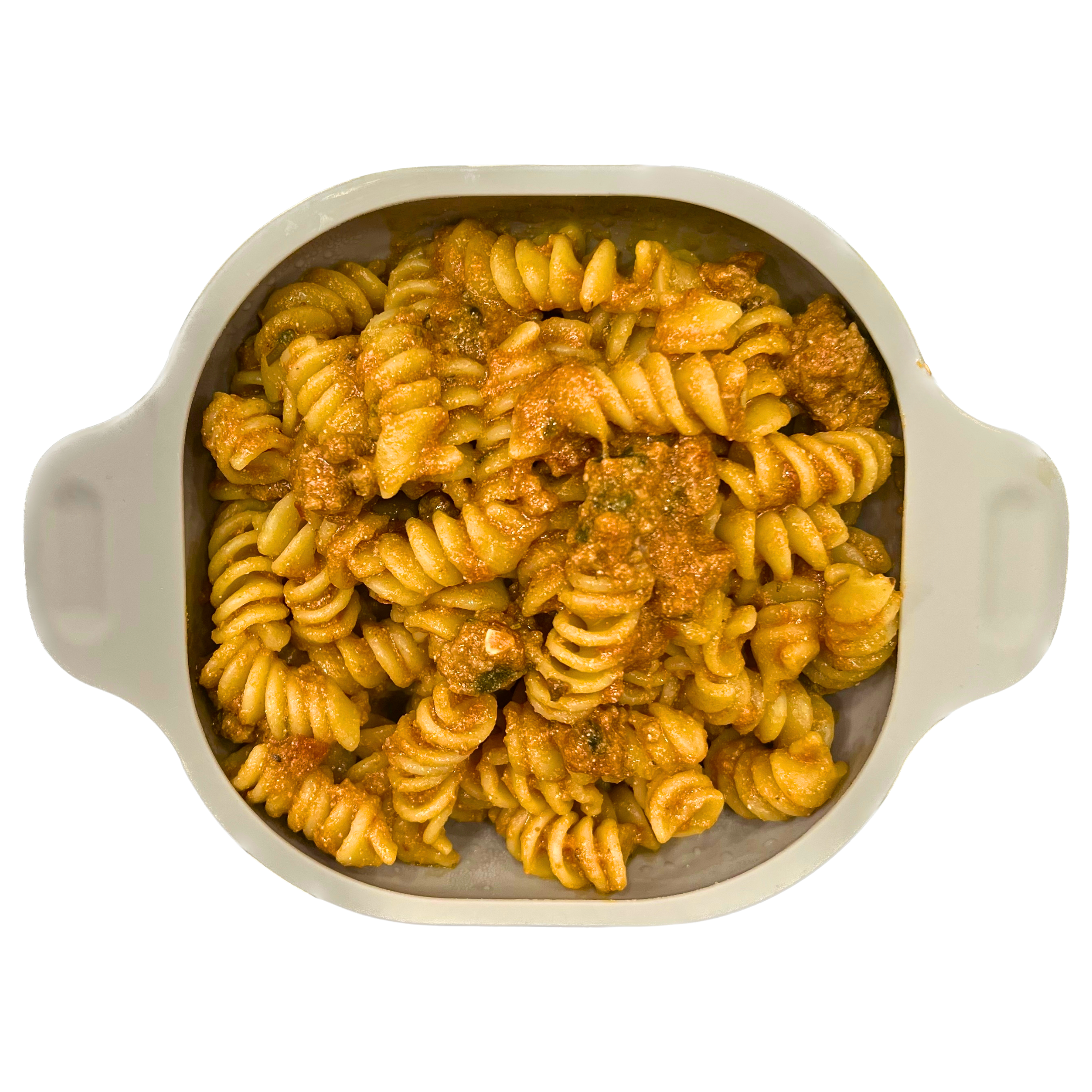 Rotini with meat, spinach and cottage cheese sauce (250g)