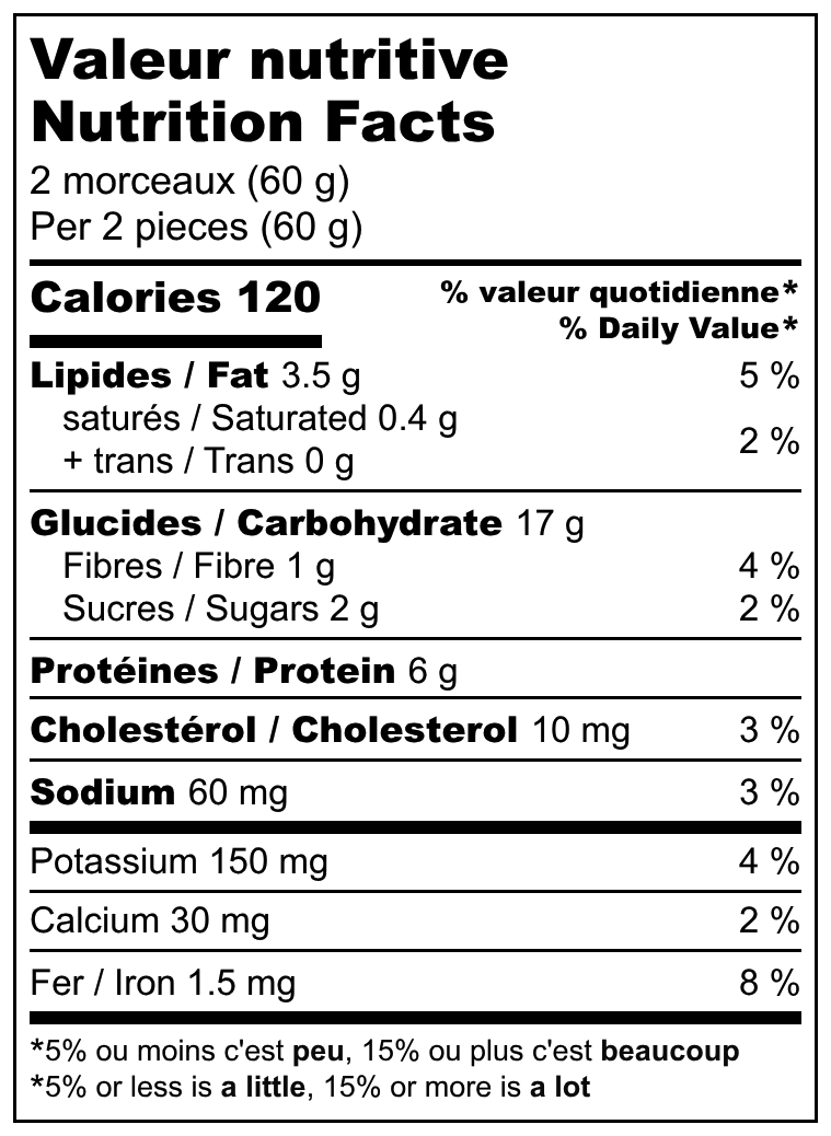 Valeurs nutritives / Nutrition facts