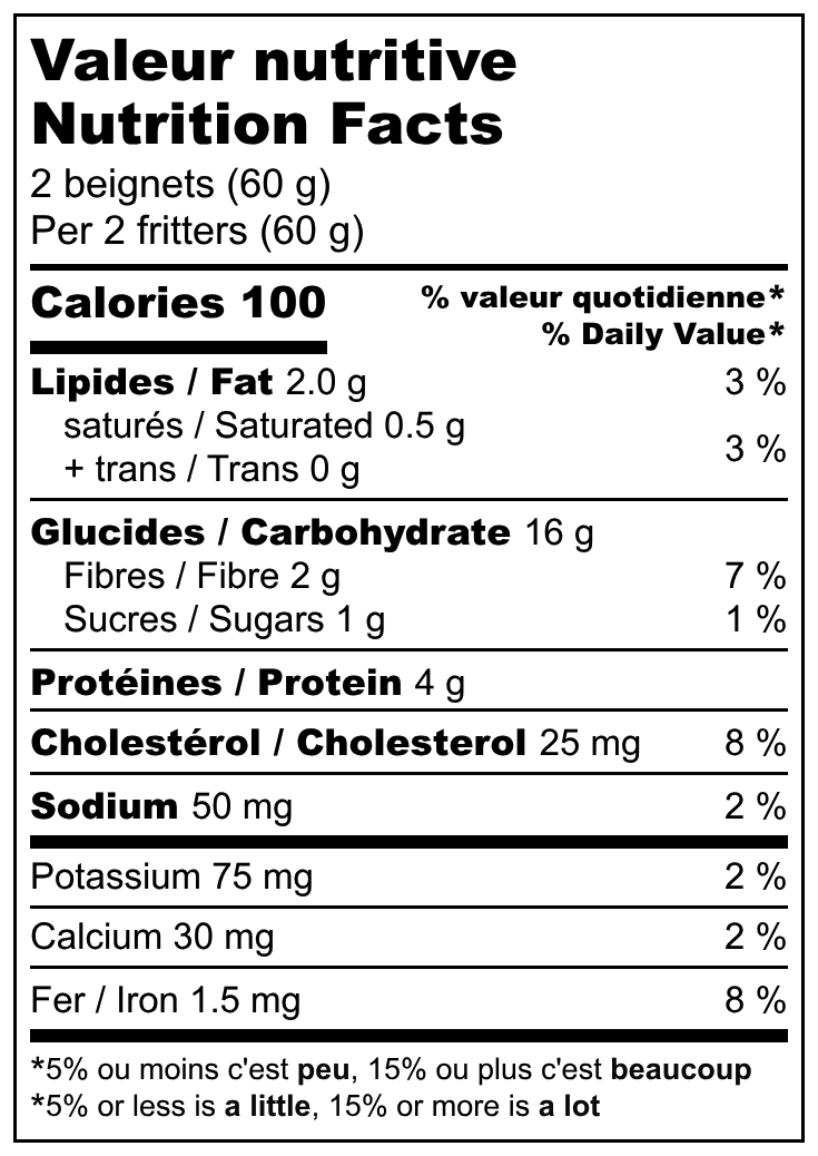 Valeurs nutritives / Nutrition facts
