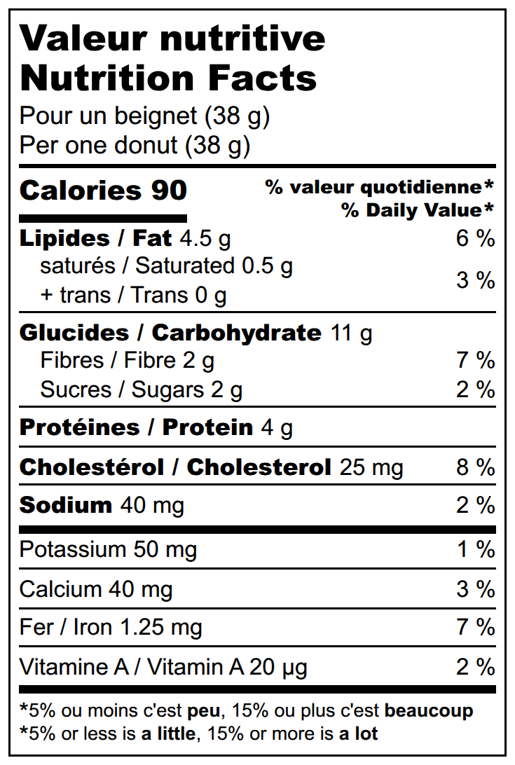 Valeurs nutritives / Nutrition facts