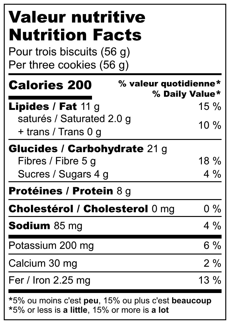 Valeurs nutritives / Nutrition facts