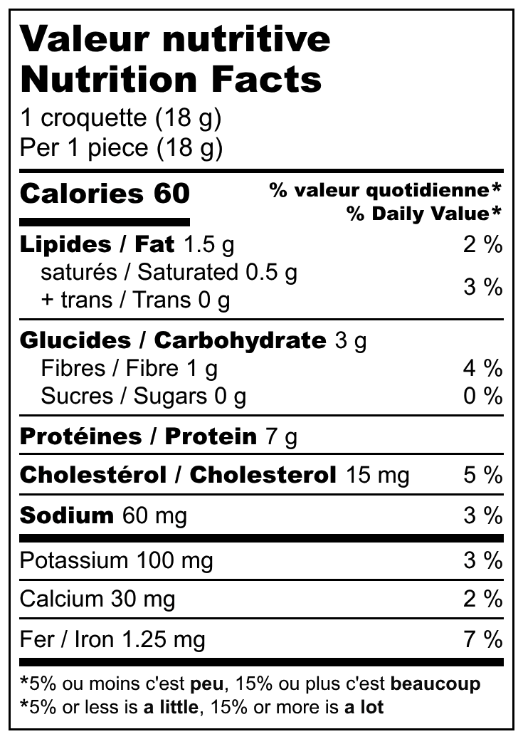 Valeurs nutritives / Nutrition facts