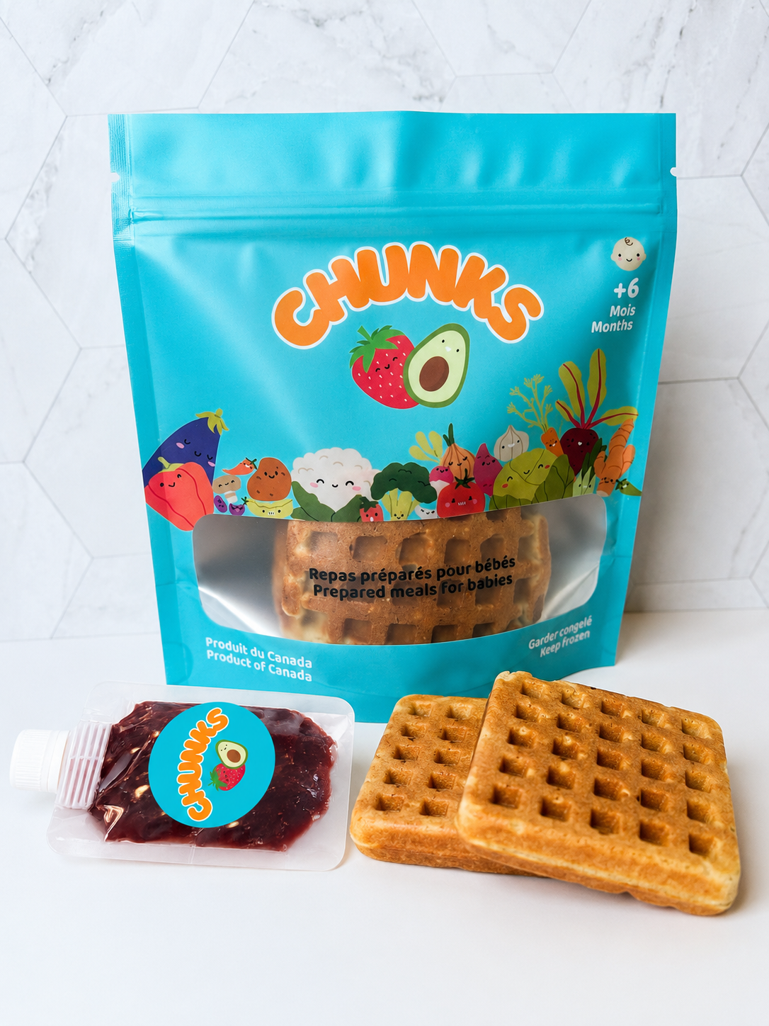 Édition spéciale- Gaufre à la banane & yogourt grec avec confiture (4 gaufres)