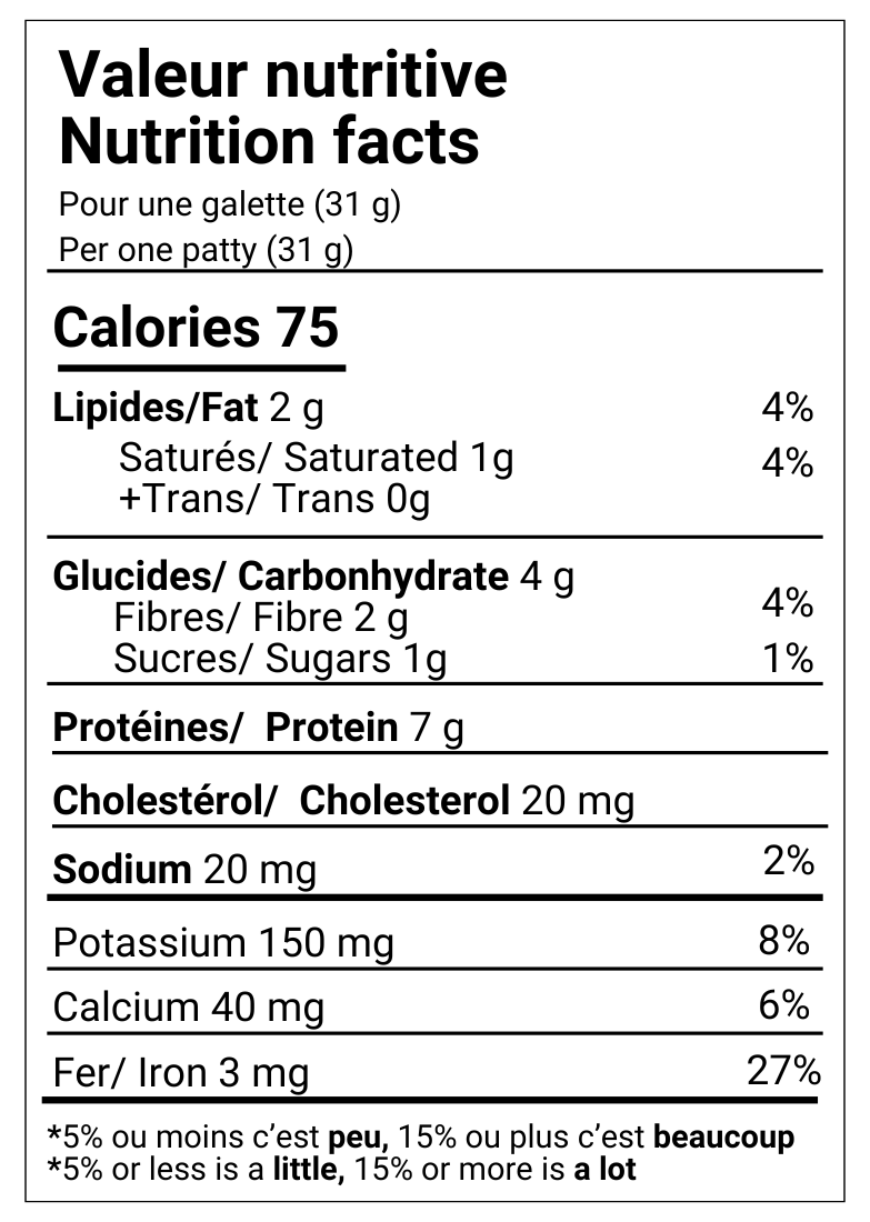 Valeurs nutritives / Nutrition facts