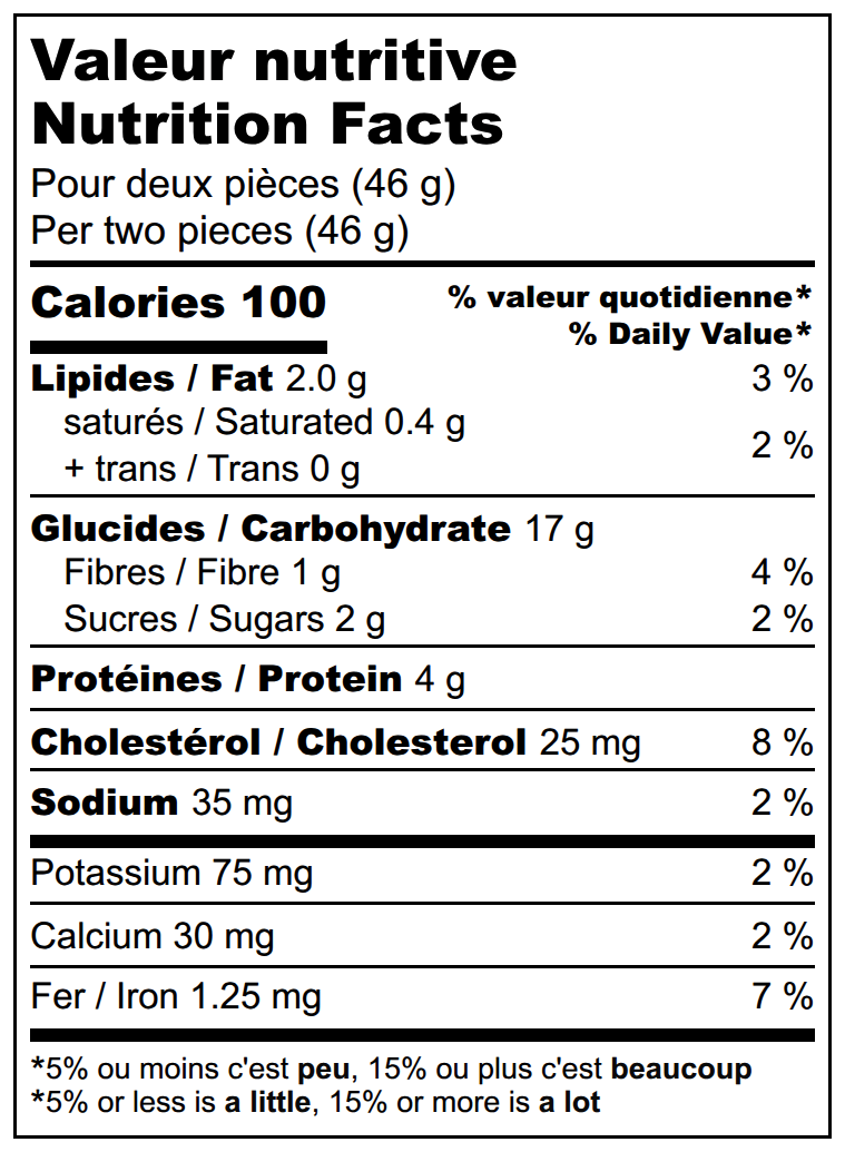 Valeurs nutritives / Nutrition facts