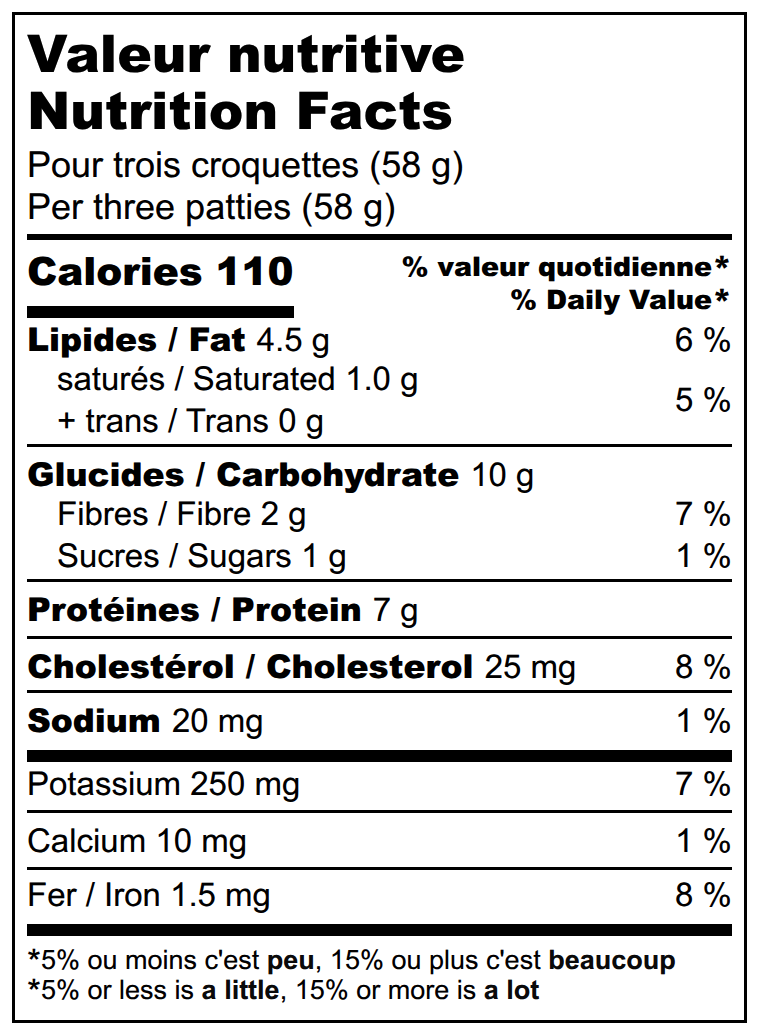 Valeurs nutritives / Nutrition facts