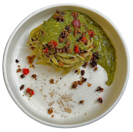 * Spaghetti Festifs avec Pesto Vert et Saucisses (200g)