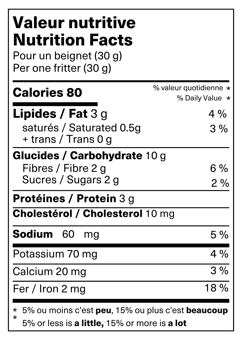 Valeurs nutritives / Nutrition facts