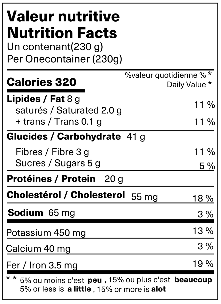 Valeurs nutritives / Nutrition facts