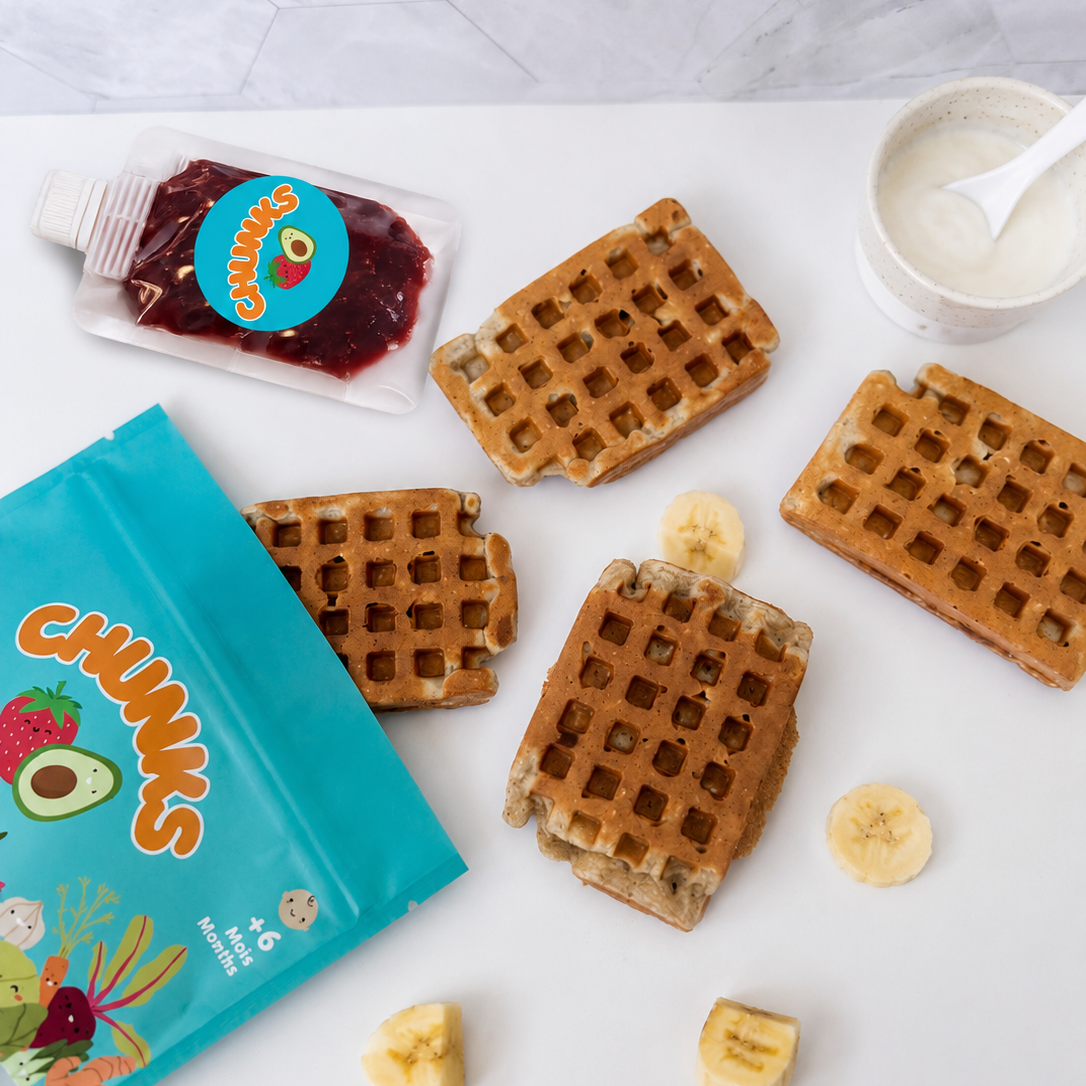 Édition spéciale- Gaufre à la banane & yogourt grec avec confiture (4 gaufres)